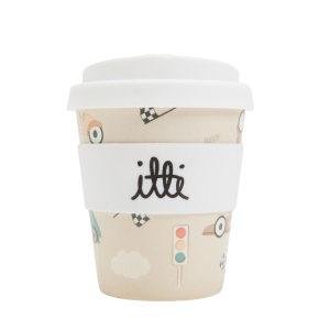 240ml Itti Bamboo Baby Cino Cup with Straw - Zoom Zoom Race Car